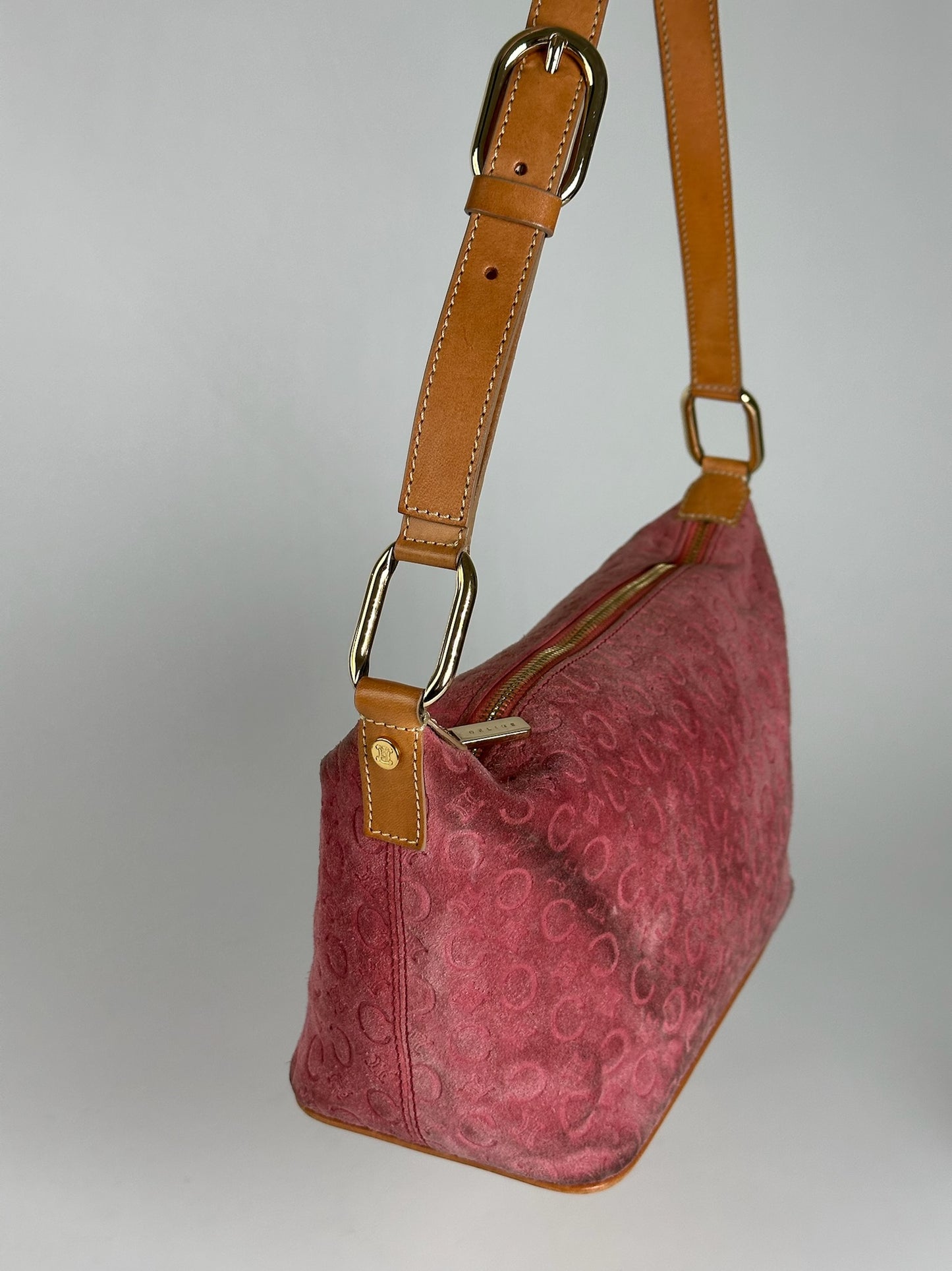 Vintage Celine Macadam Velour Leather Bag Pink
