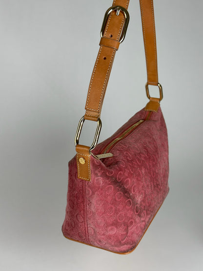Vintage Celine Macadam Velour Leather Bag Pink