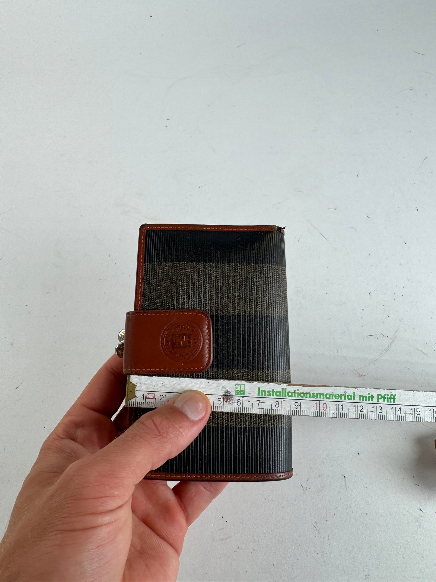 Vintage Fendi Roma Striped Leather wallet brown black gray