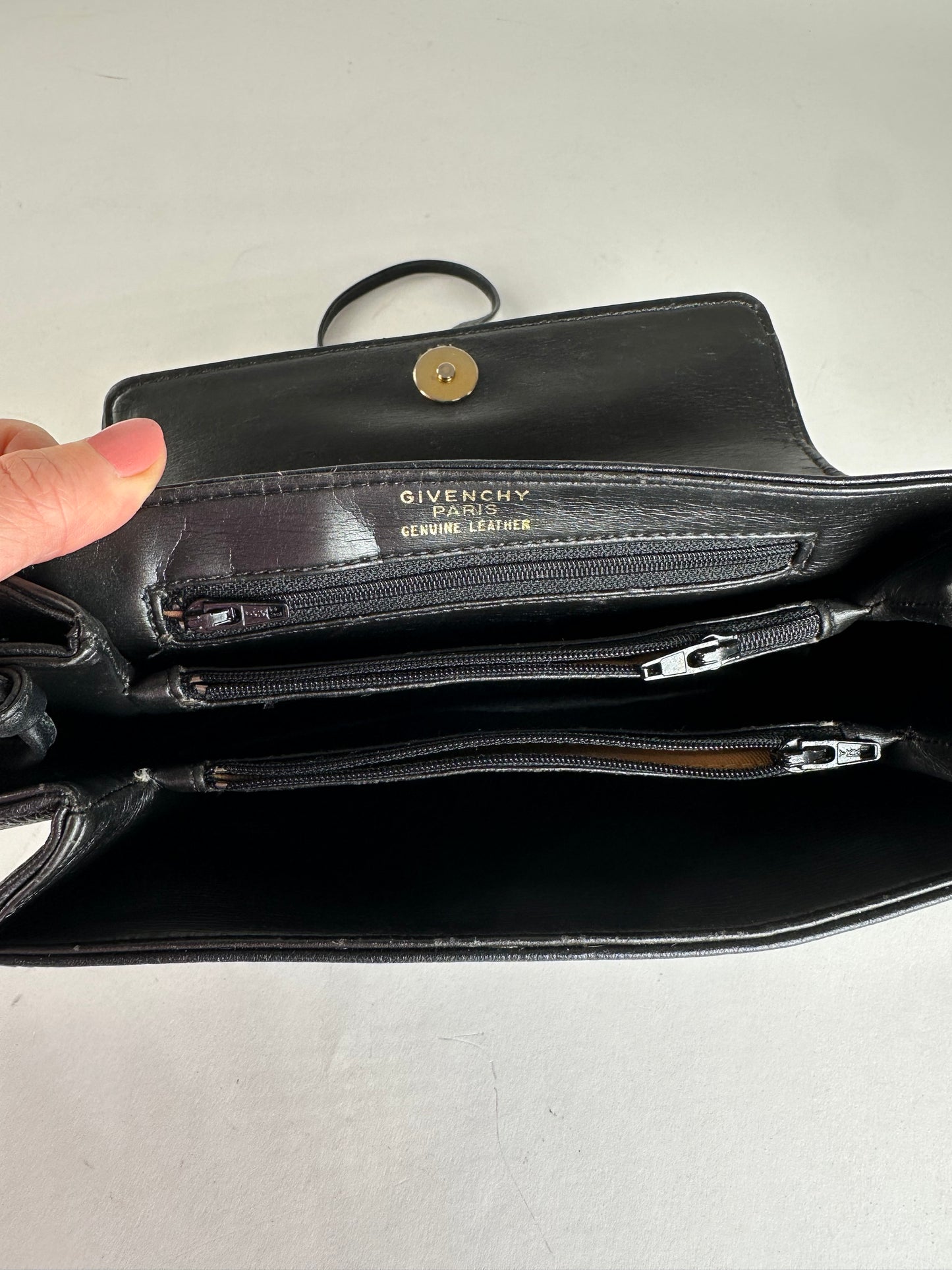 Vintage Givenchy Leather Shoulder Bag Black