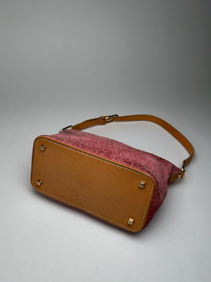 Vintage Celine Macadam Velour Leather Bag Pink
