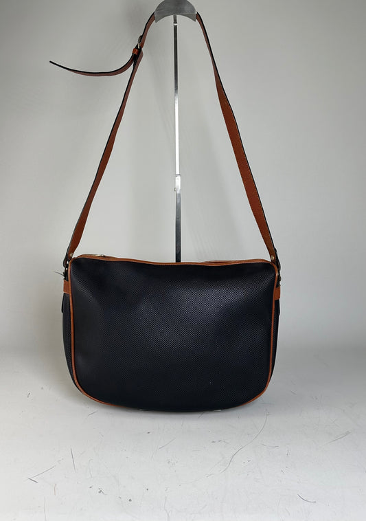 Vintage Bottega Veneta Woven Leather Shoulder Bag Black Brown