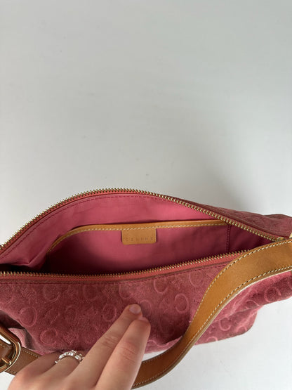 Vintage Celine Macadam Velour Leather Bag Pink