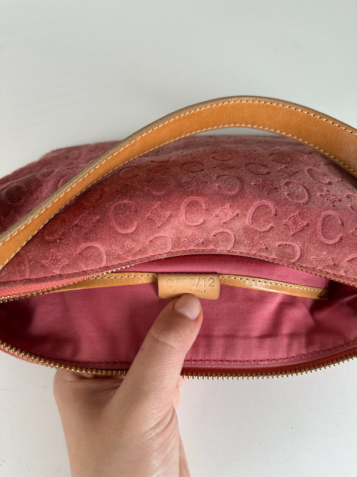 Vintage Celine Macadam Velour Leather Bag Pink