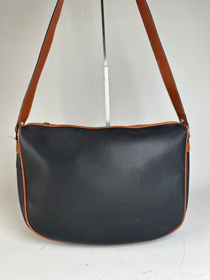 Vintage Bottega Veneta Woven Leather Shoulder Bag Black Brown