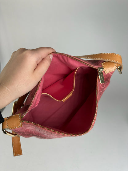 Vintage Celine Macadam Velour Leather Bag Pink