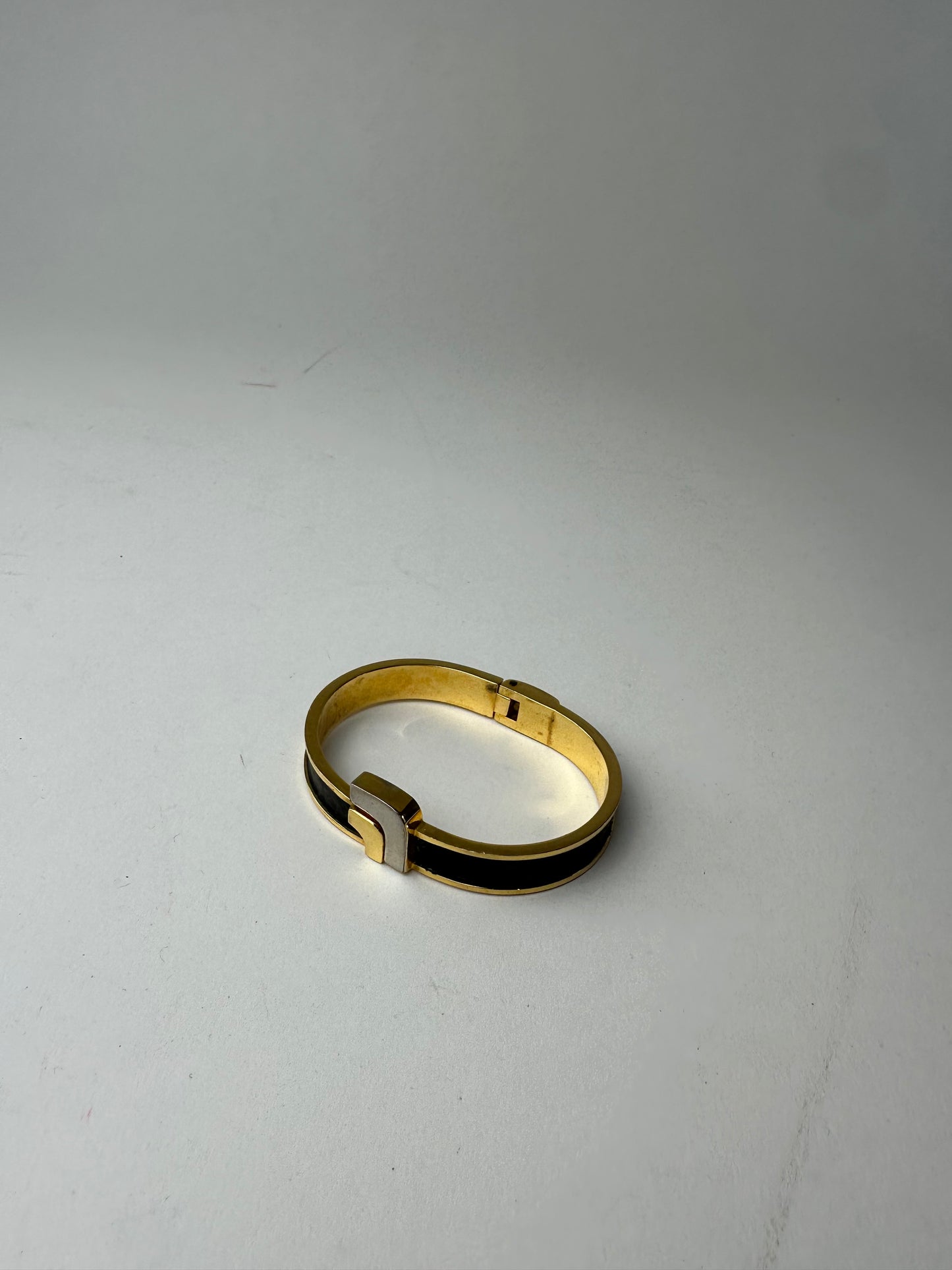 Vintage Loewe Madrid Gold Plated Leather Bracelet Gold Black
