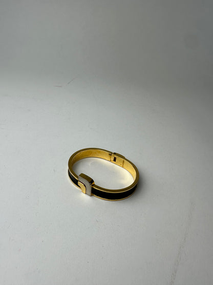 Vintage Loewe Madrid Gold Plated Leather Bracelet Gold Black