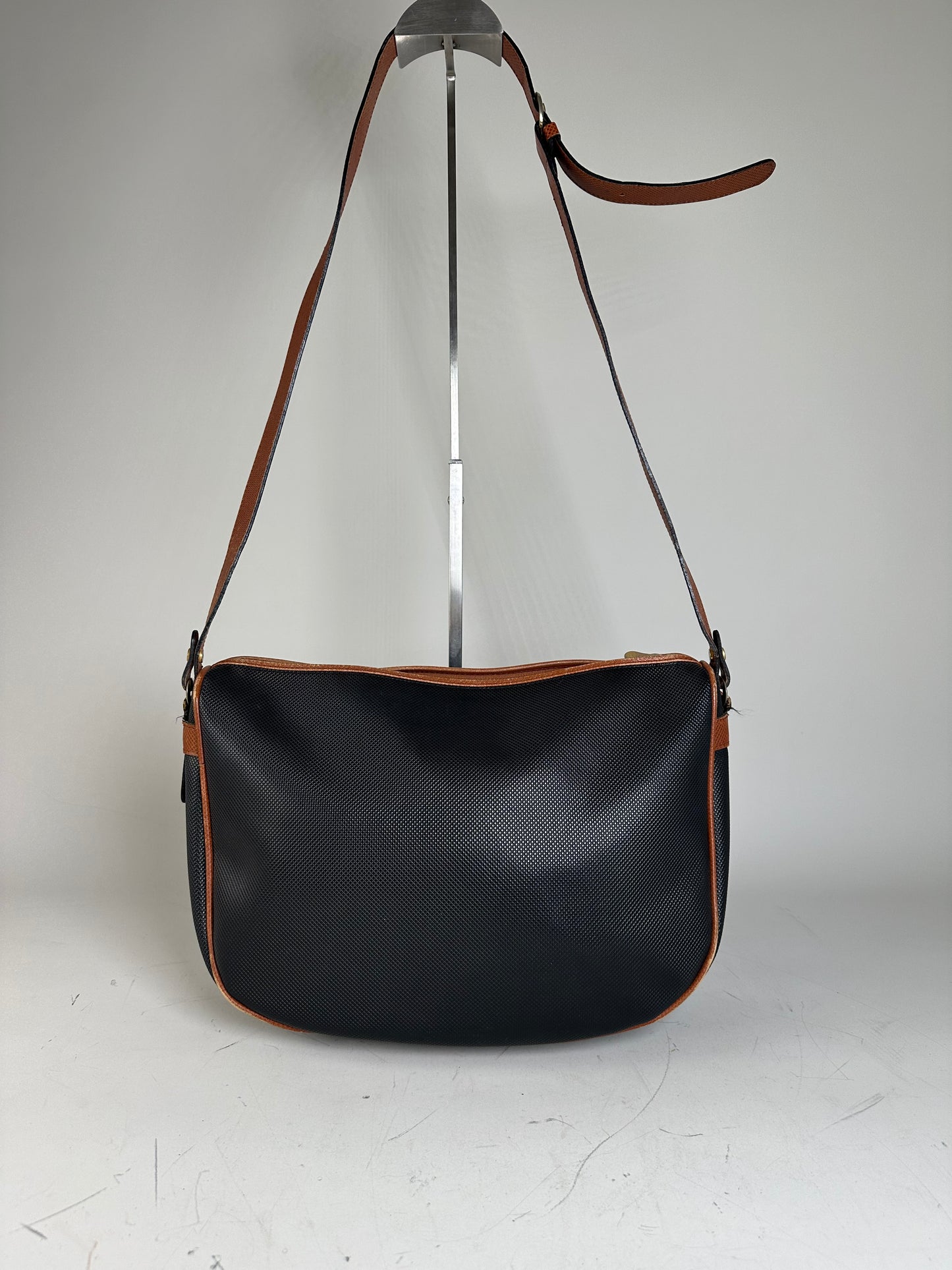 Vintage Bottega Veneta Woven Leather Shoulder Bag Black Brown