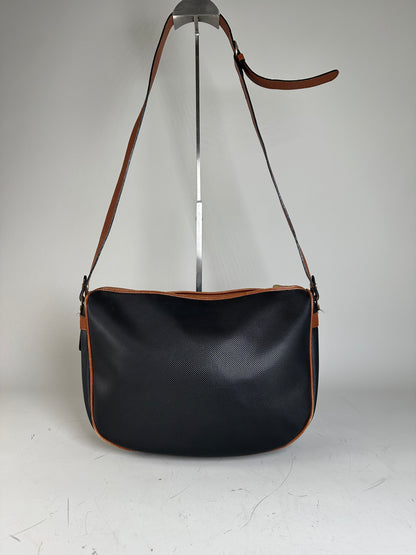 Vintage Bottega Veneta Woven Leather Shoulder Bag Black Brown