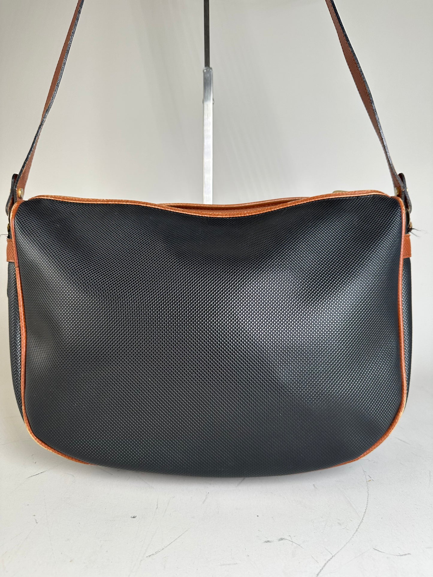 Vintage Bottega Veneta Woven Leather Shoulder Bag Black Brown