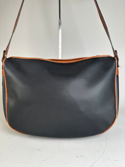 Vintage Bottega Veneta Woven Leather Shoulder Bag Black Brown