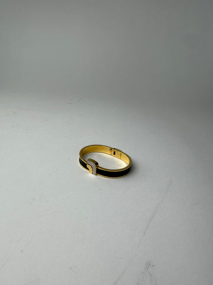 Vintage Loewe Madrid Gold Plated Leather Bracelet Gold Black