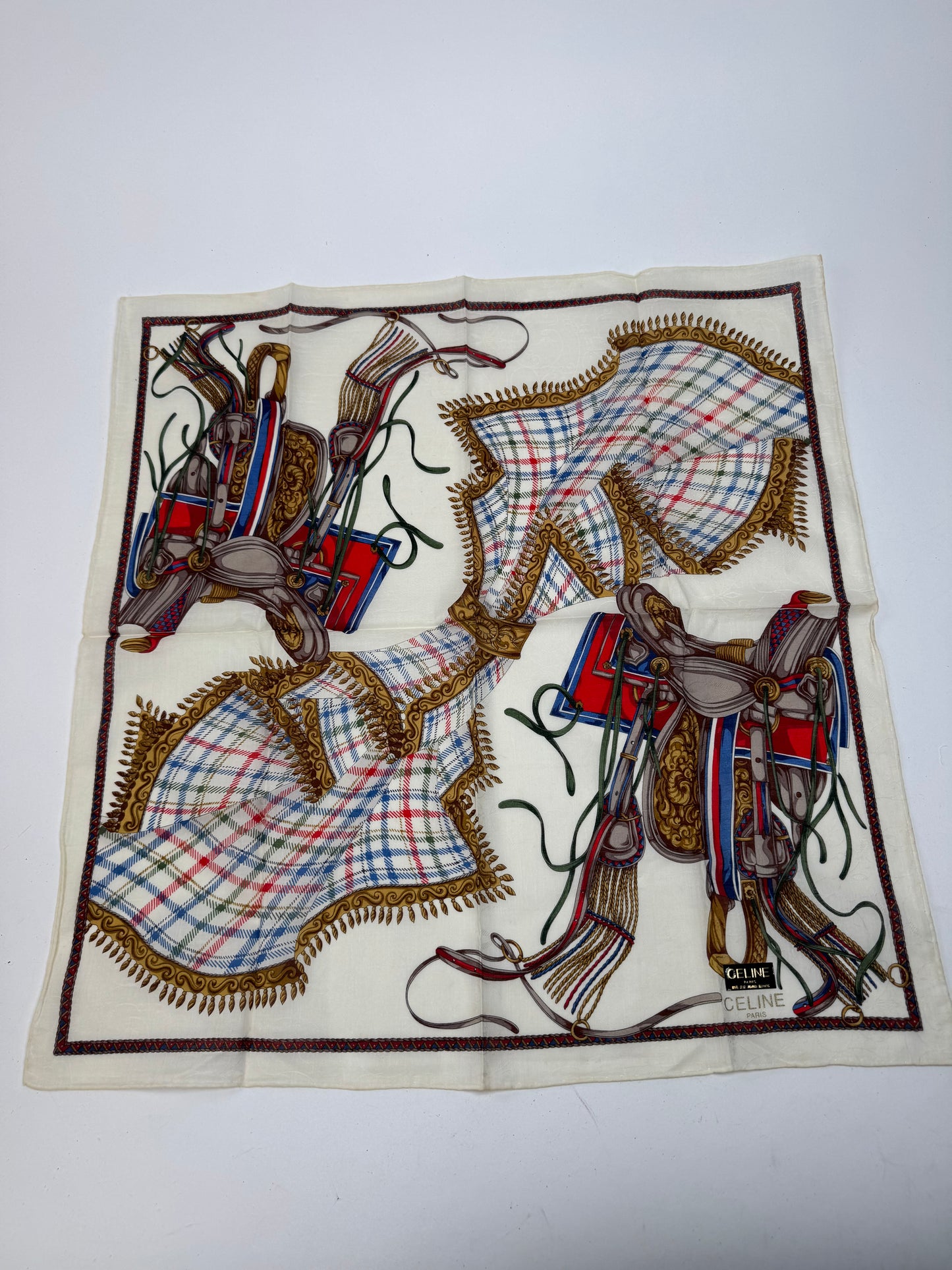 Vintage Celine scarf white beige