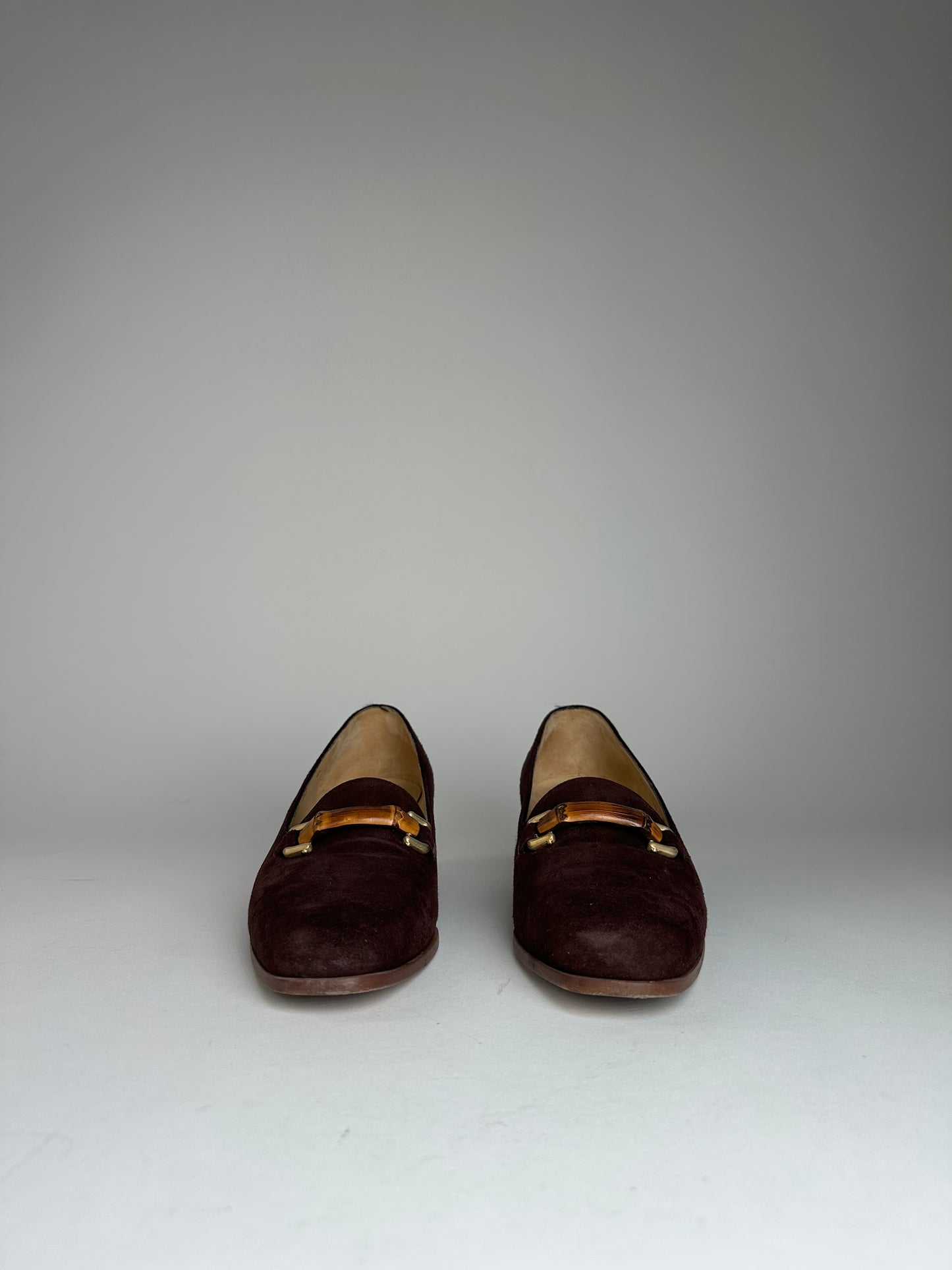 Vintage Gucci Suede Bamboo Pumps Brown EU36C
