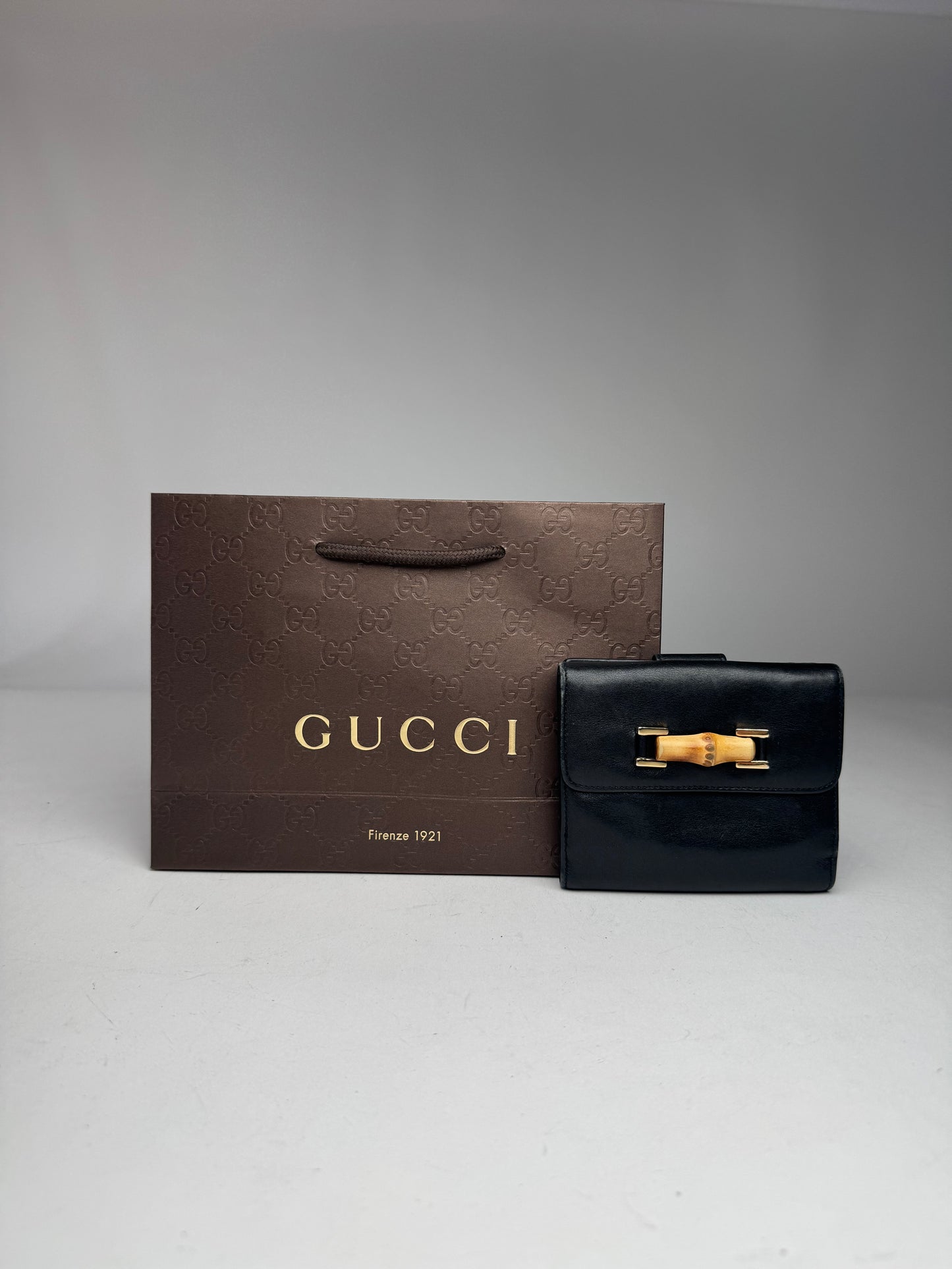 Vintage Gucci Bamboo Leather Wallet Black