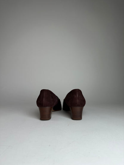 Vintage Gucci Suede Bamboo Pumps Brown EU36C