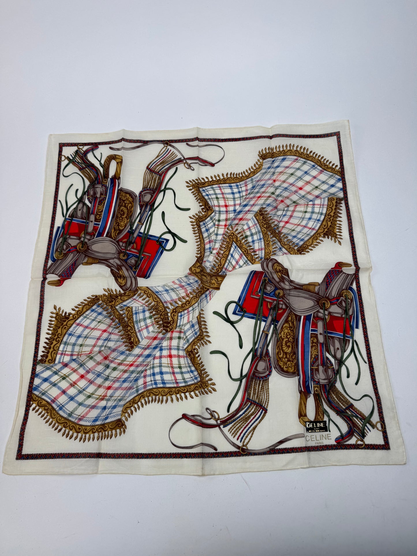 Vintage Celine scarf white beige