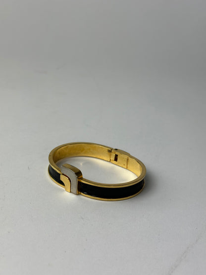 Vintage Loewe Madrid Gold Plated Leather Bracelet Gold Black