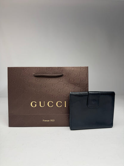 Vintage Gucci Bamboo Leather Wallet Black
