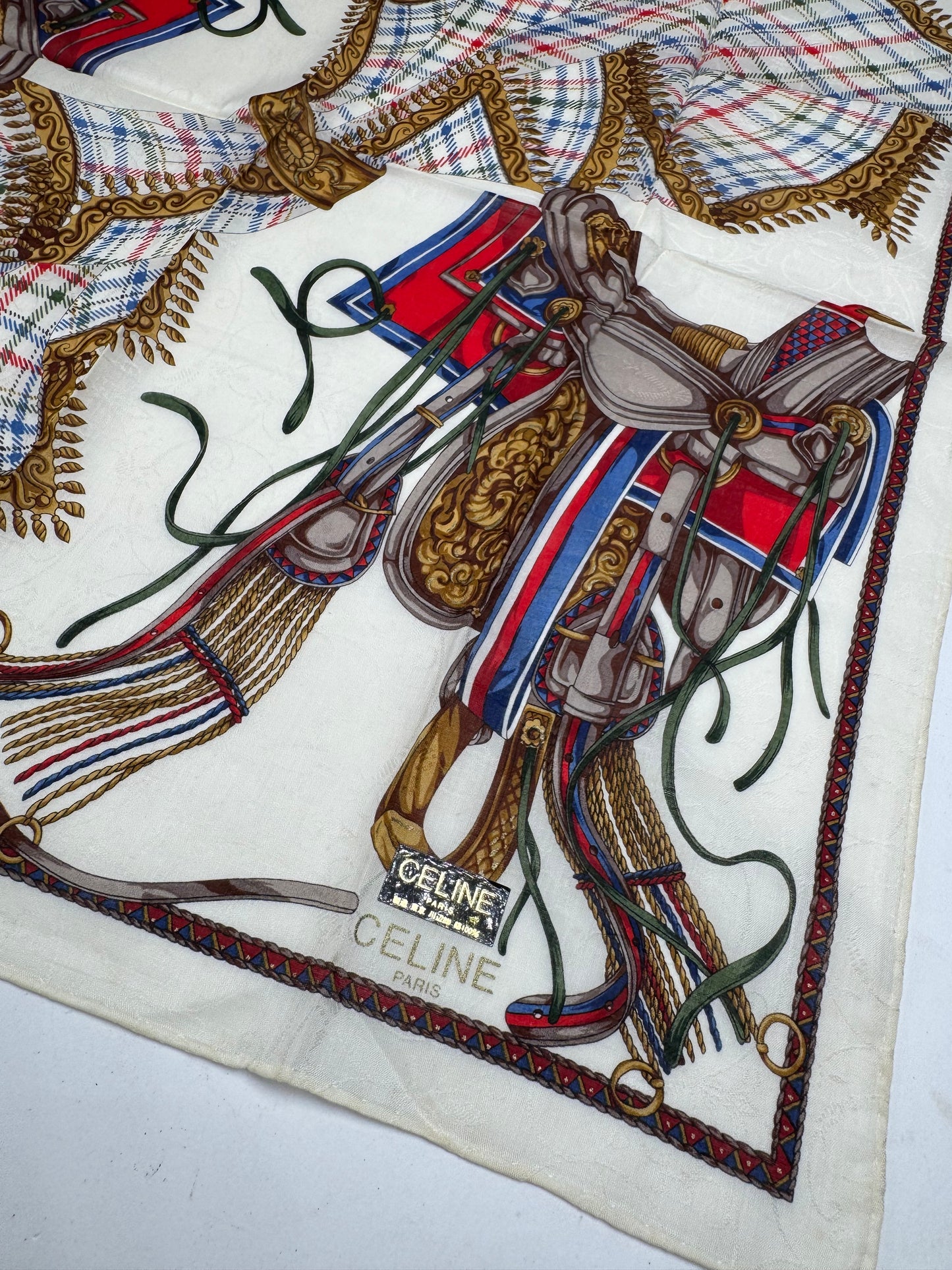 Vintage Celine scarf white beige