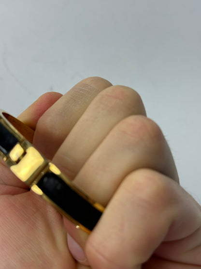 Vintage Loewe Madrid Gold Plated Leather Bracelet Gold Black