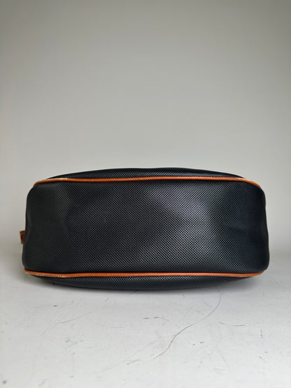 Vintage Bottega Veneta Woven Leather Shoulder Bag Black Brown
