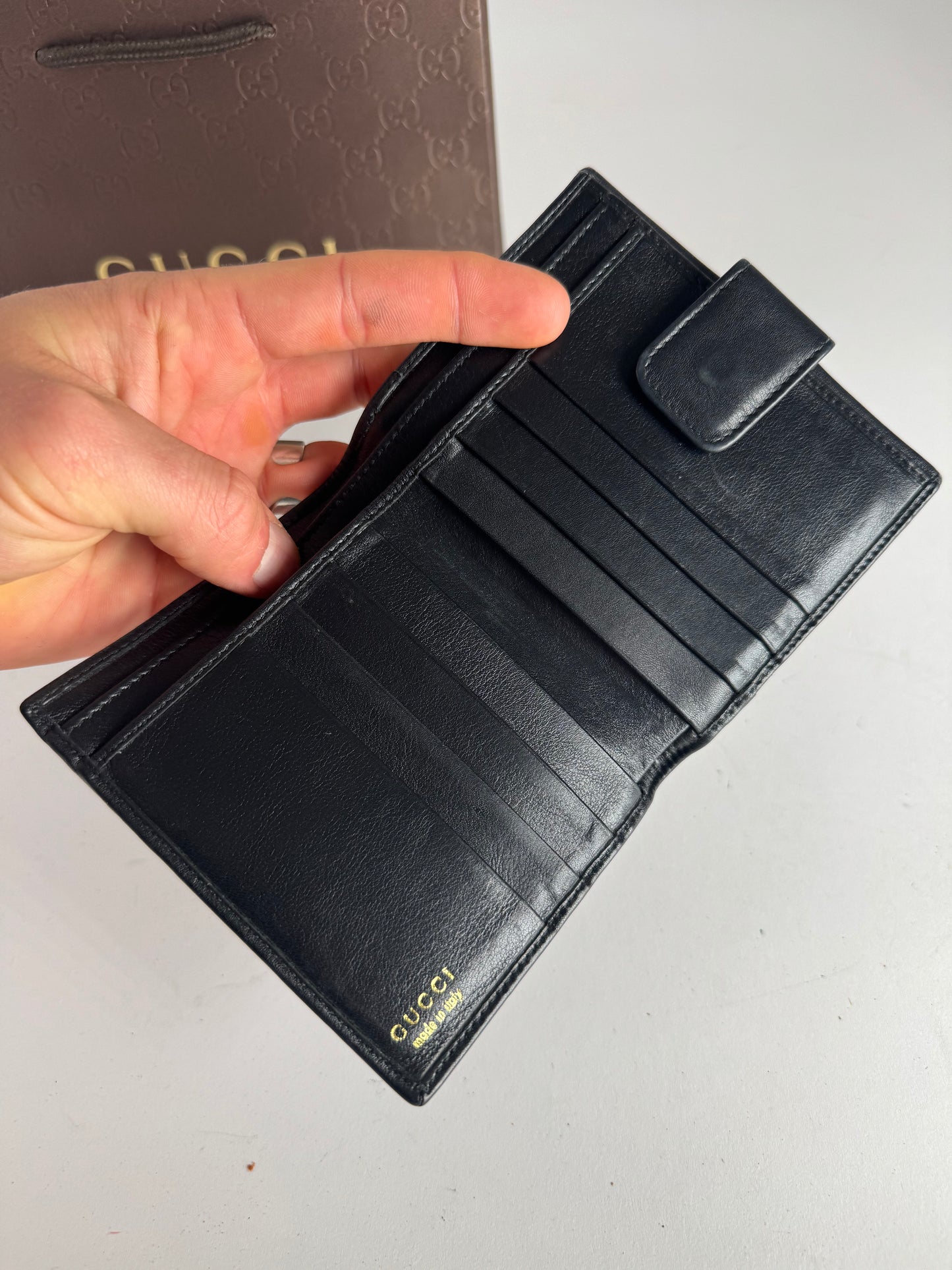 Vintage Gucci Bamboo Leather Wallet Black