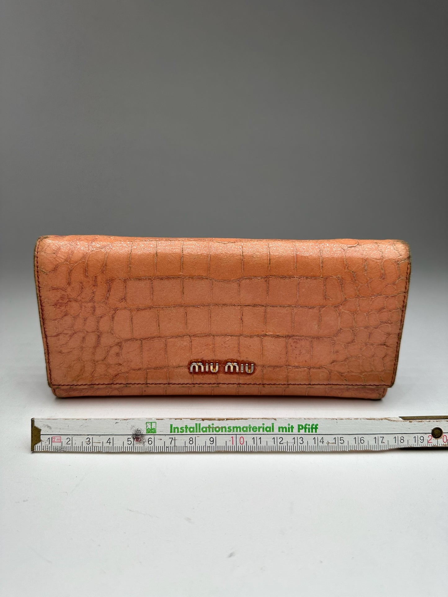 Vintage Miu Miu Crocodile style Leather Wallet Orange