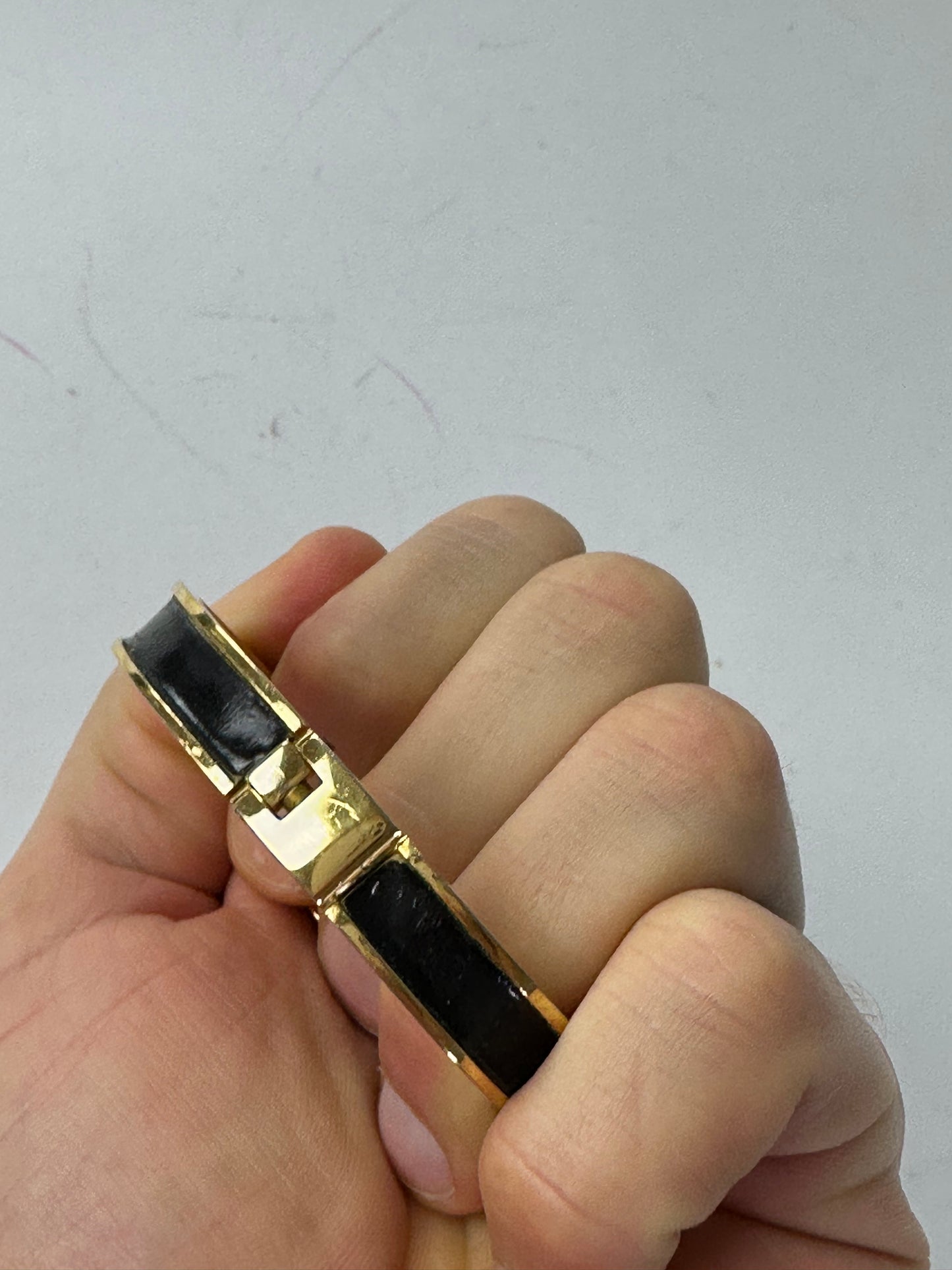 Vintage Loewe Madrid Gold Plated Leather Bracelet Gold Black