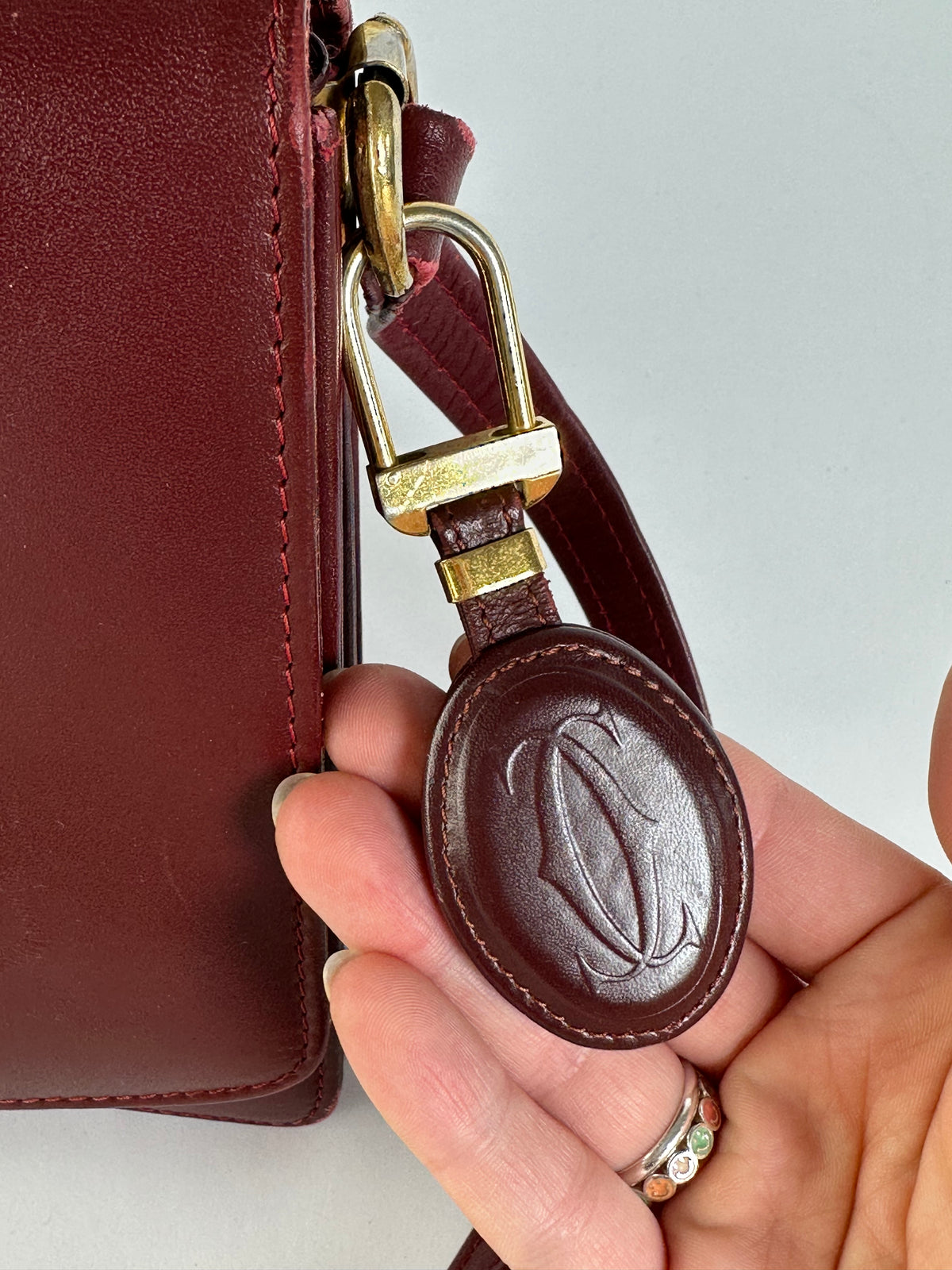Vintage Cartier Must de Cartier Flap Crossbody Bag c. Late 1980s Burgundy