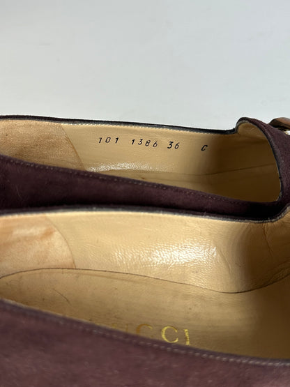 Vintage Gucci Suede Bamboo Pumps Brown EU36C