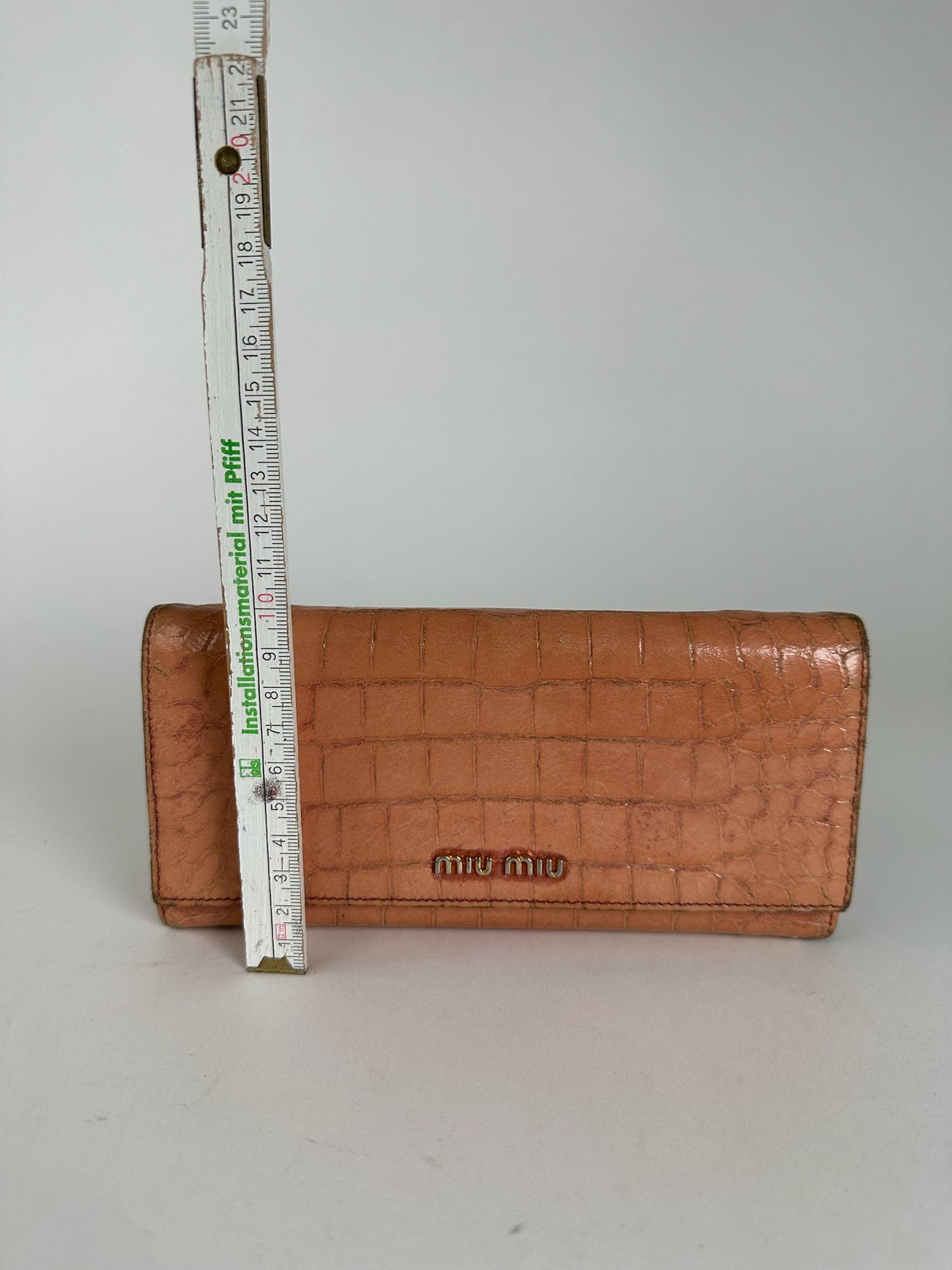 Vintage Miu Miu Crocodile style Leather Wallet Orange