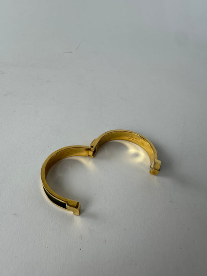 Vintage Loewe Madrid Gold Plated Leather Bracelet Gold Black