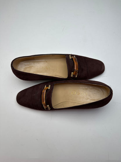 Vintage Gucci Suede Bamboo Pumps Brown EU36C