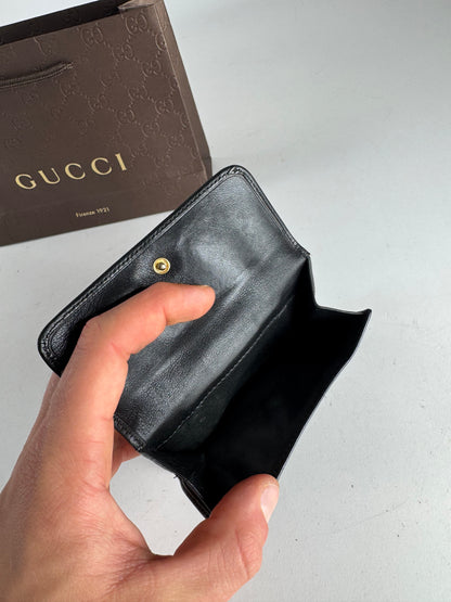 Vintage Gucci Bamboo Leather Wallet Black