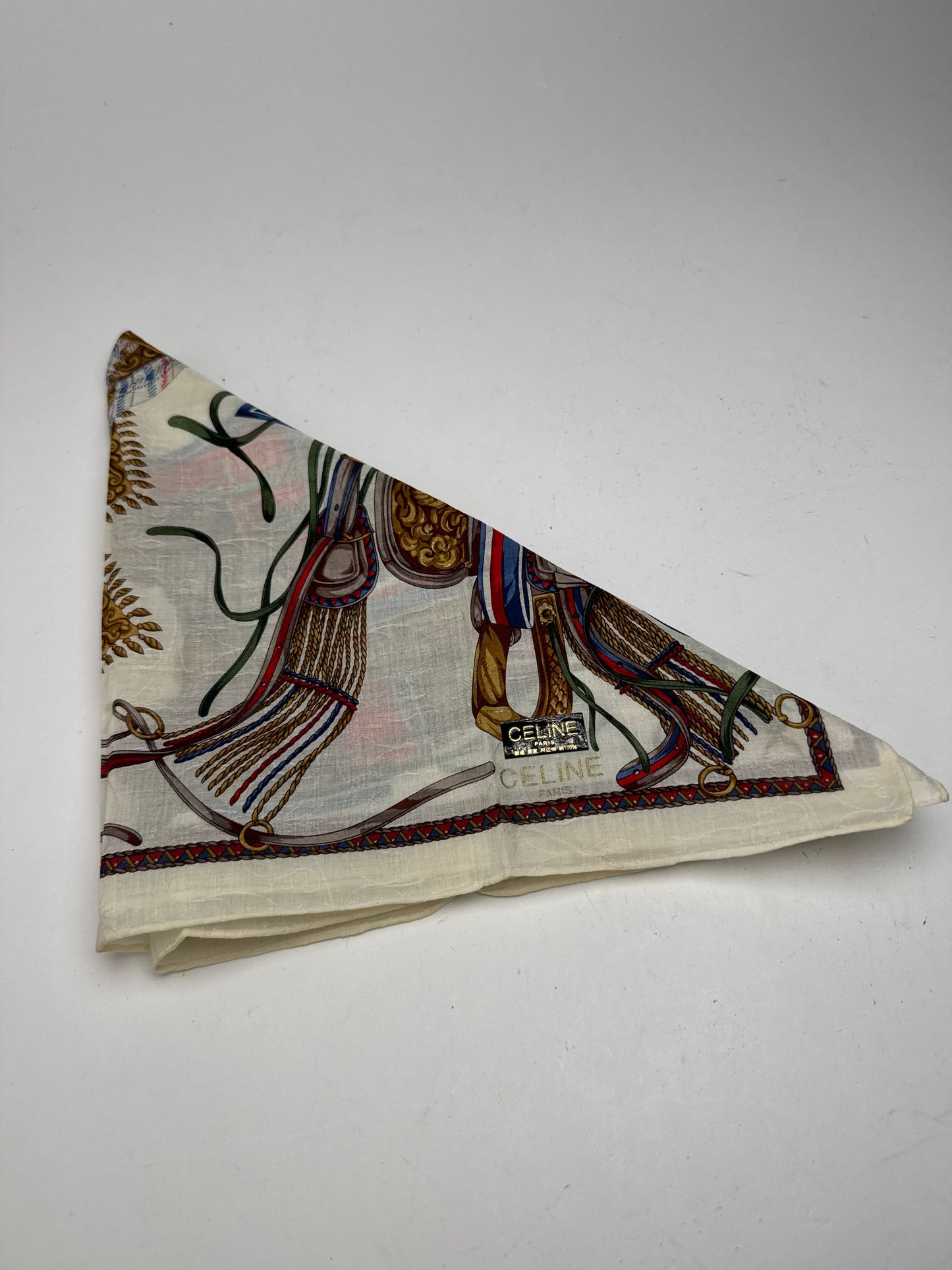 Vintage Celine scarf white beige