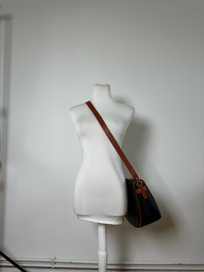 Vintage Bottega Veneta Woven Leather Shoulder Bag Black Brown