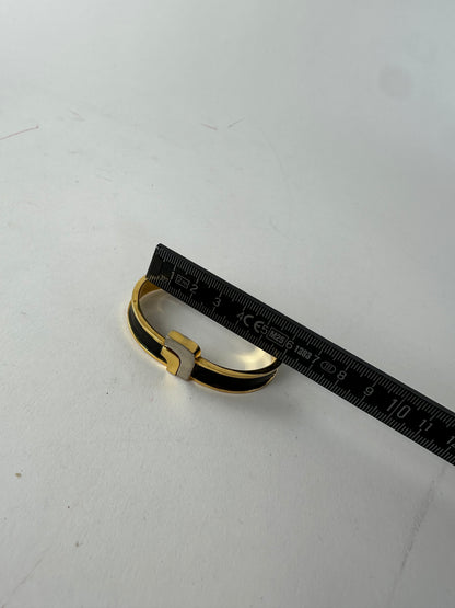 Vintage Loewe Madrid Gold Plated Leather Bracelet Gold Black
