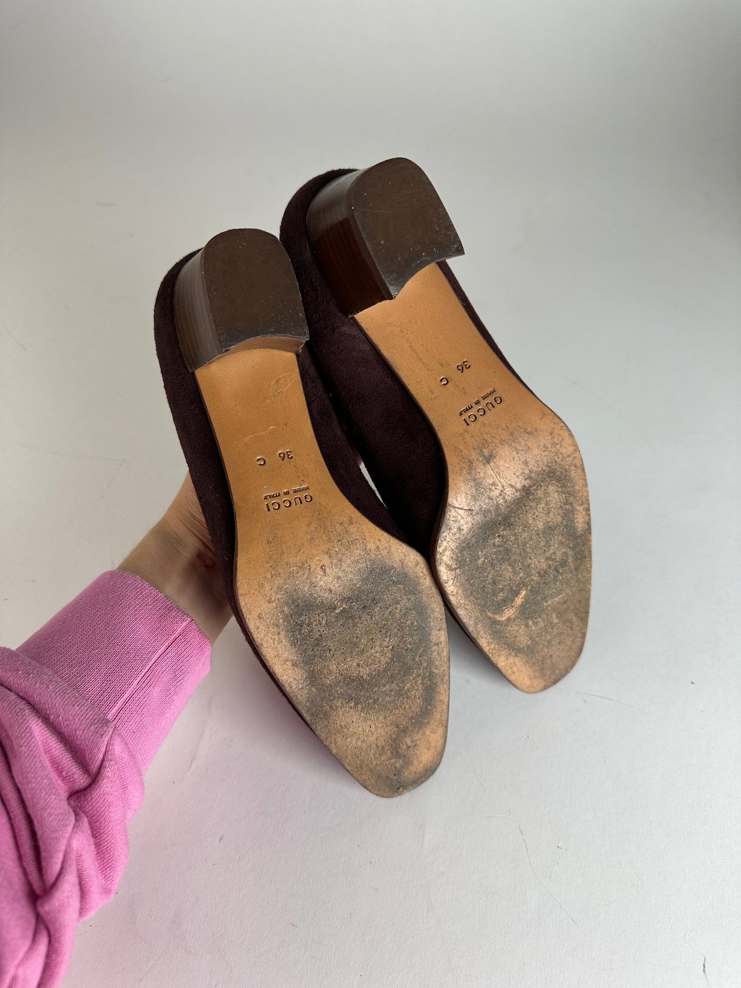 Vintage Gucci Suede Bamboo Pumps Brown EU36C