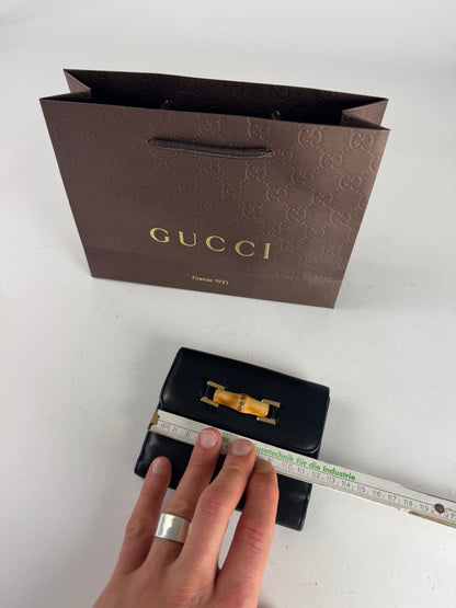 Vintage Gucci Bamboo Leather Wallet Black