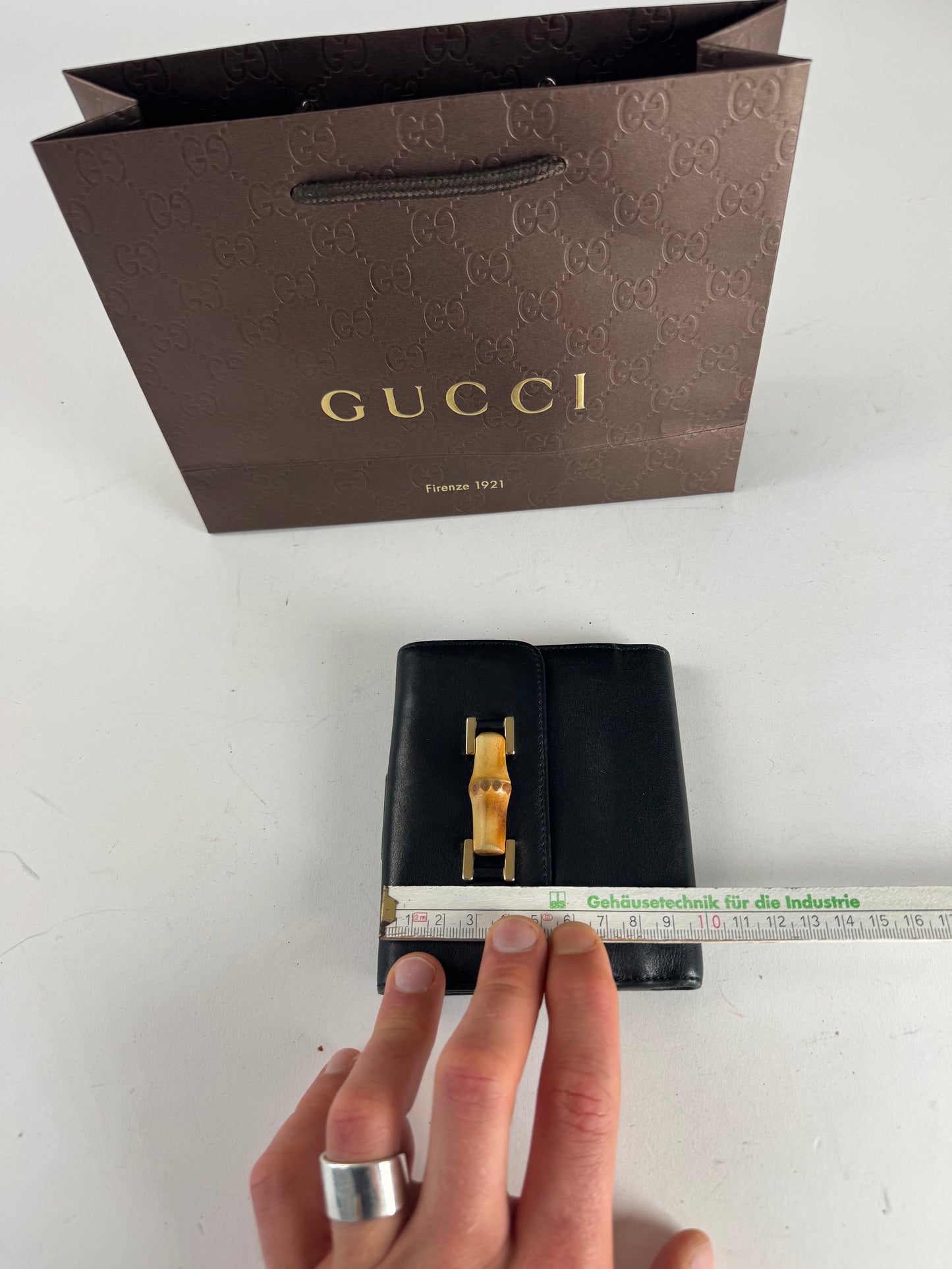 Vintage Gucci Bamboo Leather Wallet Black