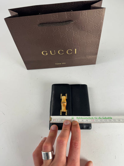 Vintage Gucci Bamboo Leather Wallet Black