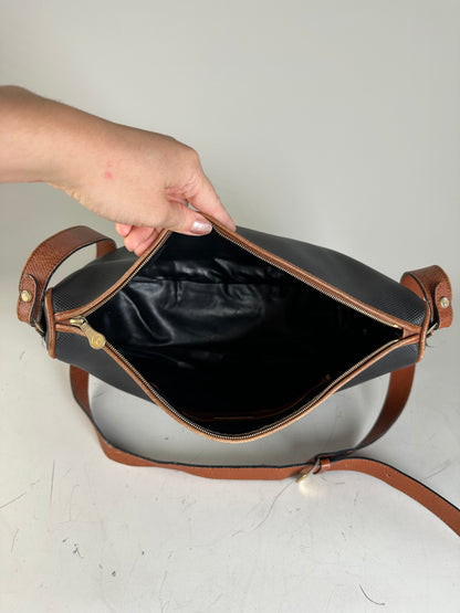 Vintage Bottega Veneta Woven Leather Shoulder Bag Black Brown