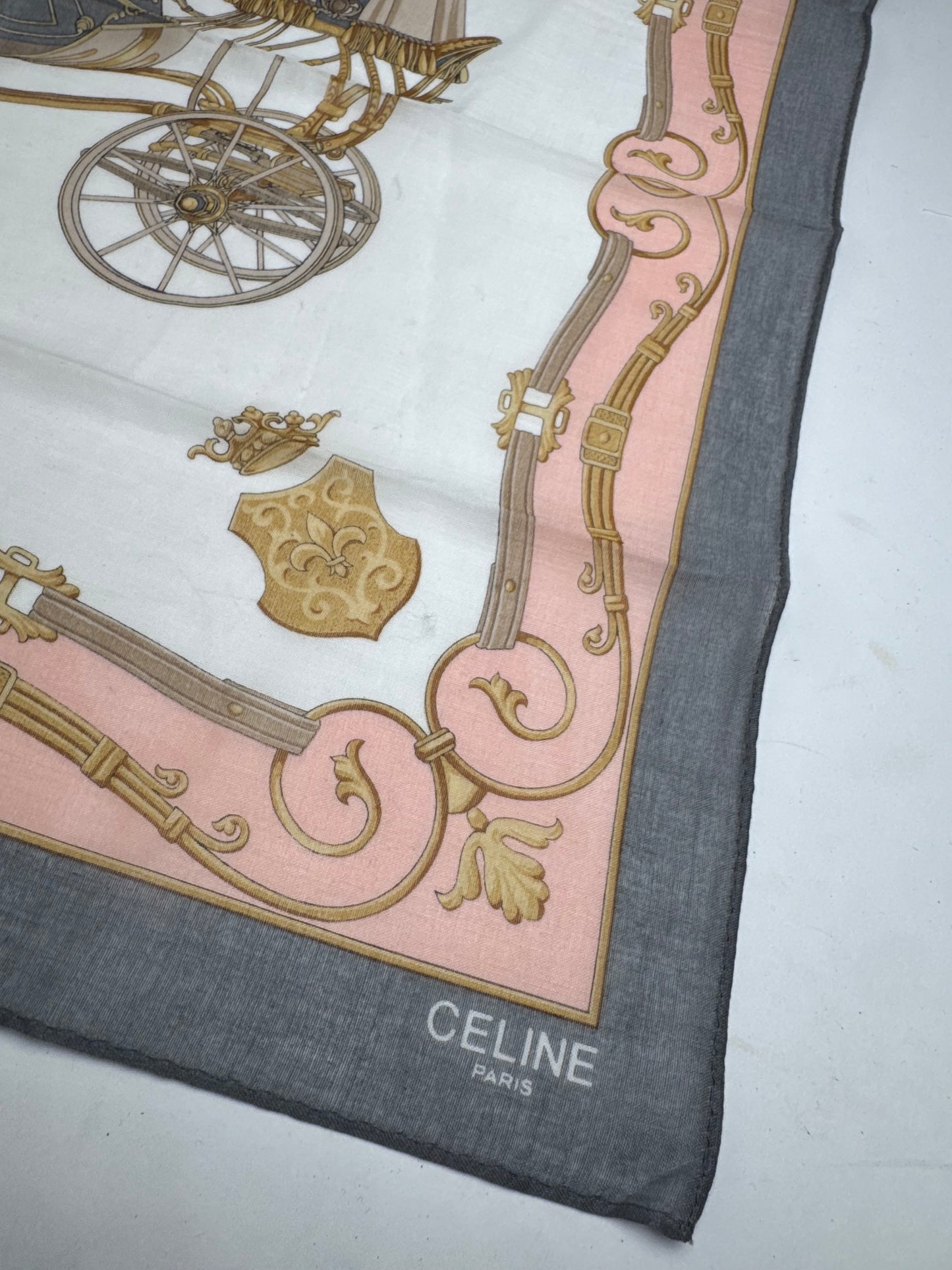 Vintage Celine Scarf Pink Grey