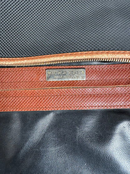 Vintage Bottega Veneta Woven Leather Shoulder Bag Black Brown