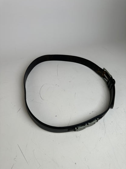 Vintage Salvatore Ferragamo Leather Belt Black Silver Buckle