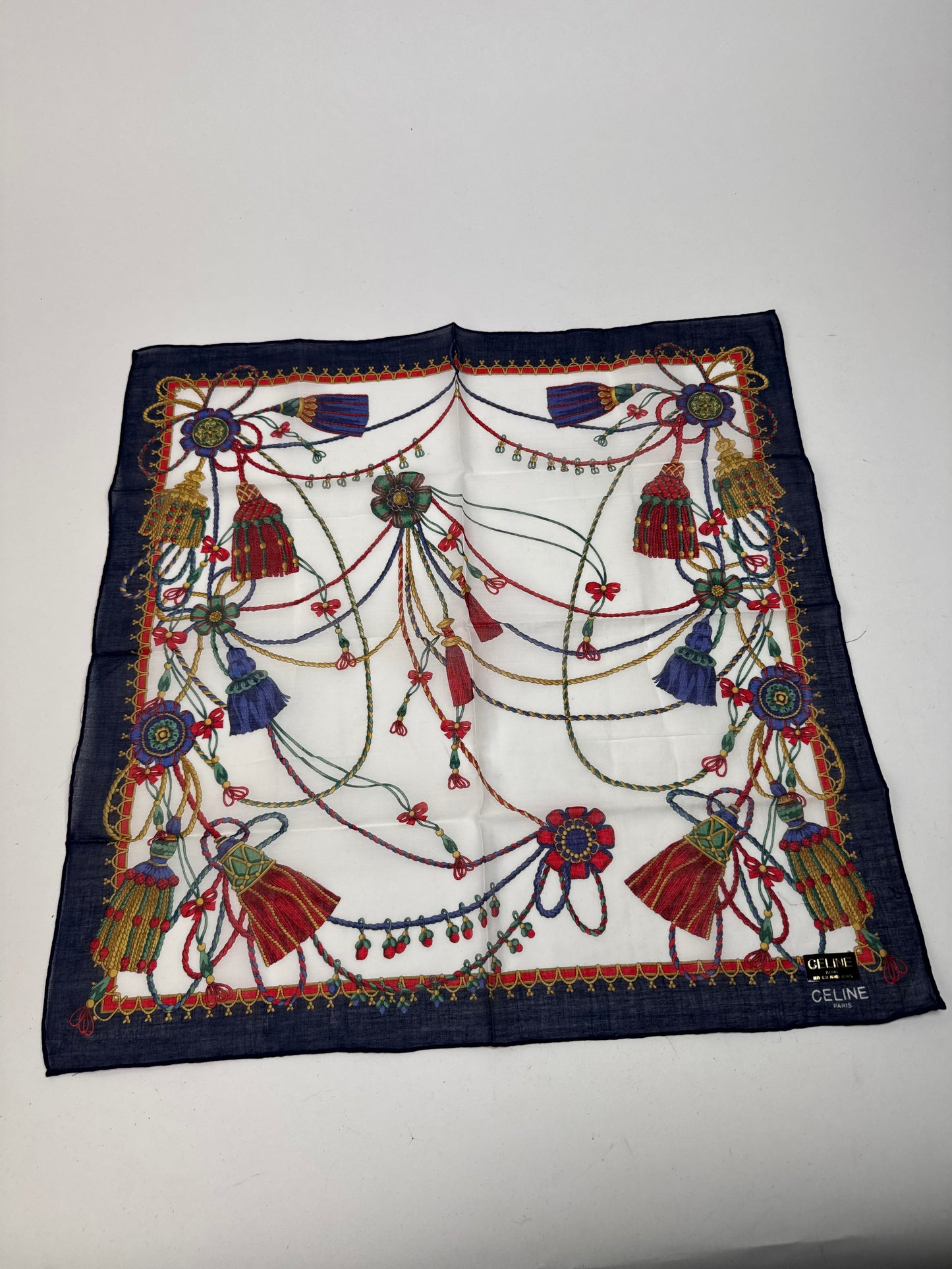 Vintage Celine Scarf Navy White