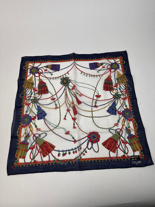 Vintage Celine Scarf Navy White