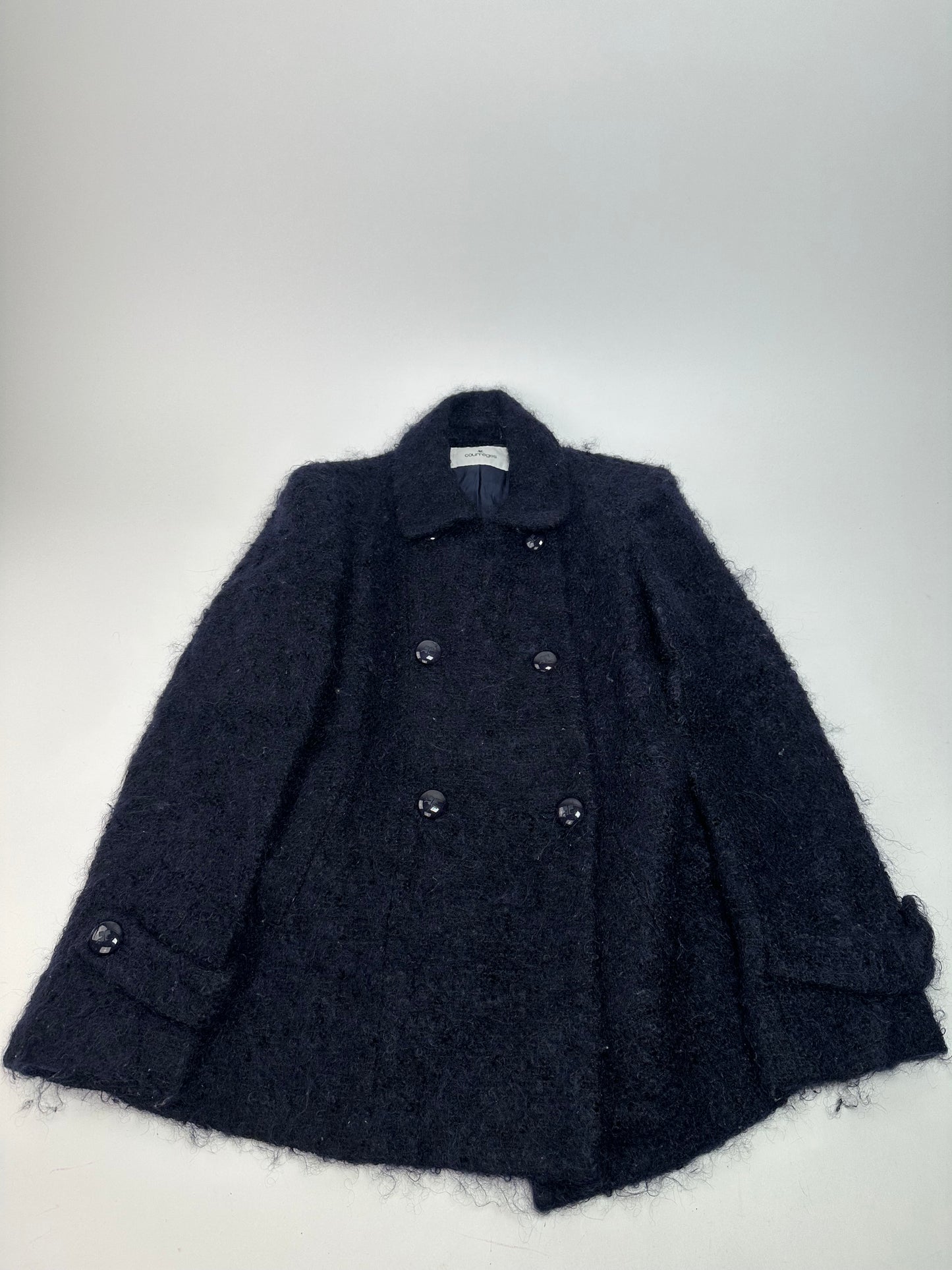 Vintage Courreges Tweed Coat Navy Black L
